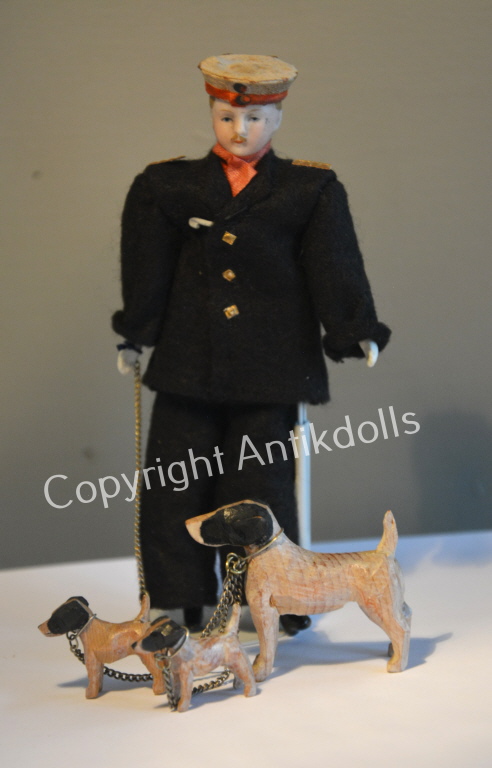 Puppenstuben Mann mit Hunden